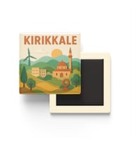 Kırıkkale - Memleket Temalı - Paper Cut Art - Baskılı Buzdolap Magneti Kare - 9x9 cm