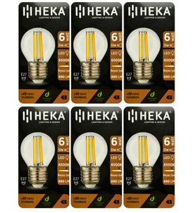 (6 Adet) Heka 6W (51W) 6500K (Beyaz Işık) E27 Duylu Şeffaf Led Ampul