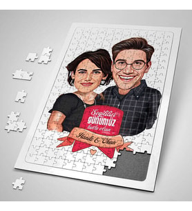 Kişiye Özel 240 Parça Karikatürlü Yakışan Çiftler Puzzle