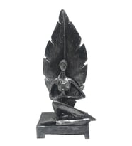 Yapraklı Yogacı Kadın Biblo Gümüş Eskitme 24x10cm (Siyah Gümüş)