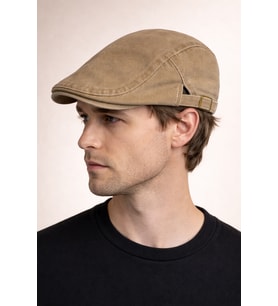 Daily Form Washed Flat Cap – Soluk Bej Ayarlanabilir Tokalı Denim Kasket