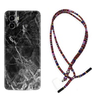 Vivo Y15S Y32 Y33S Y51 Y53S Kılıf Boyun Asklı Rasta Silikon Kara Mermer 1375