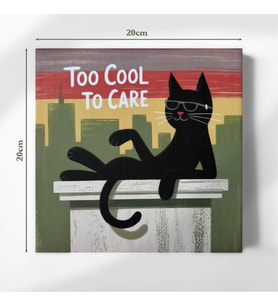Sevimli Cool Kedi 20x20 cm Illustrasyon Kanvas Tablo – Hediyelik ve Duvar Süsü (Çok Renkli)