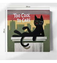 Sevimli Cool Kedi 20x20 cm Illustrasyon Kanvas Tablo – Hediyelik ve Duvar Süsü (Çok Renkli)