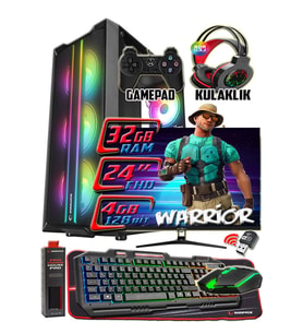 WarboX WARRİOR 24" Monitör i5 4570s 32gb Ram 256gb Ssd 250gb Hdd RX 580-8gb E.kartı Gaming Takım PC (Siyah)
