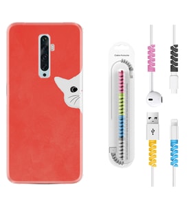 Oppo Reno 2Z 4 Lite 4 Pro 5 6 7 A31 Kılıf Kablo Koruma Spiral Silikon Kedoş 1735