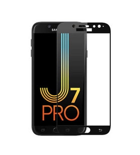Samsung Galaxy J7 Pro Uyumlu Zore Kenarları Kırılmaya Dayanıklı Cam Ekran Koruyucu (Siyah)