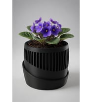 MYCRAFT3D Minimal Çizgili Altı Delikli Saksı Dekoratif Çiçeklik Alt Tablalı Modern Tasarım Saksı 10x15cm