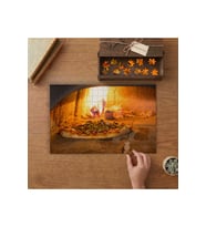 Taş Fırında Sebzeli Pizza Tasarımı 240 parça Ahşap Puzzle Ahşap Kutuda MP01360