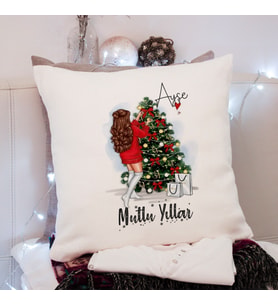 Mutlu Yıllar & Merry Christmas & Yılbaşı Tasarımlı Yastık Kişiye Özel