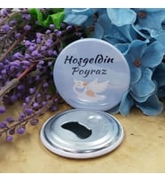 15 Adet Leylekli Metal Baskılı Bebek Şekeri Metal Magnet Açacak 58 mm-