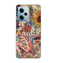 Redmi Note 12 Pro 5G Uyumlu Aesthetic Vintage Kolaj Desenli Şeffaf Telefon Kılıfı