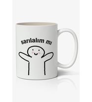 Sarılalım mı Yazılı Baskılı Kupa Bardak - Baskılı Kahve Kupa Bardak