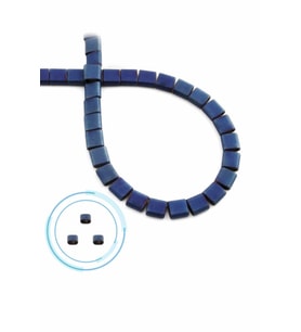 Hematit Doğal Taş Mat Mavi Kare Kesim Çift Delik 6x6mm Dizi [AA]