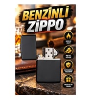 Siyah Metal Benzinli Çakmak – Mat Yüzeyli Açılır Kapaklı Hediyelik Tasarım