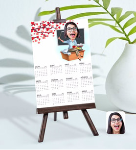 BK Gift Kişiye Özel 15x21 cm Fotoğraf Kartlı Kadın Öğretmen Karikatürlü Şövaleli 2024 Takvim-2