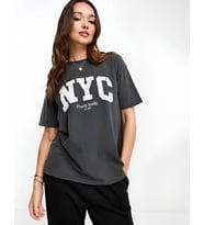 %100 Pamuk Ön Baskılı Kadın T-shirt -90 (Antrasit)