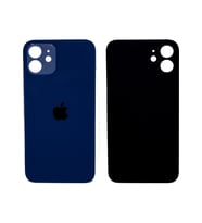 Apple iPhone 12 Uyumlu, Cam Arka Pil Batarya Kapağı - LENS HARİÇ (Mavi)