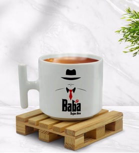 BK Gift Kişiye Özel Baba Godfather Tasarımlı T Kulplu Beyaz Middle Kupa Bardak-17