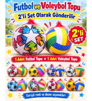 Futbol ve Voleybol Topu 2'li Set Renkli Desenli Kaliteli Makine Dikişli 280 Gr Okul Spor Aktivite Antreman