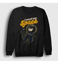 Presmono Unisex Siyah I Need My Space Cat Uzay Kedili Sweatshirt 538517tt