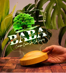 Babalar Günü Hediyesi, Babaya Hediye, Evimizin Çınarı Hediyesi, Renkli İsim Yazılı Kişiye Özel 3D Led Lamba (Kare)