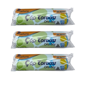 Canhome Mavi Orta Boy 55x60 Cm. 30 Litre Çöp Torbası Poşeti - 20 Adetlik 3 Rulo
