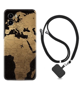 Vivo Y15S Y32 Y33S Y51 Y53S Kılıf Boyun Askılı Silikon Map Planet 1656
