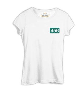 Squid Game - 456 Göğüs Logo Beyaz Kadın Tshirt