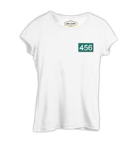 Squid Game - 456 Göğüs Logo Beyaz Kadın Tshirt