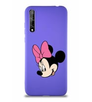 Huawei P Smart S Soft Premier Kapak Minnie Mouse-B Tasarımlı Silikon Kılıf - Mor (Şeffaf)