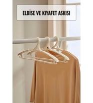 3 Lü Geniş Kıyafet Ve Elbise Askısı Beyaz 43 Cm