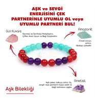 Mystic Energy Doğal Taş Aşk,Sevgi,Çiftler Arası Uyum Bilekliği(Ametist, Gül Kuvars ve Amazonit Doğaltaş Bileklik)