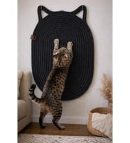 %100 Organik Siyah İp Dikişli Kedi Tırmalama Matı 35x60 cm Doğal, Sökülmez, Evcil Hayvan Dostu