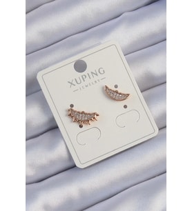 Xuping Rose Renk Zirkon Taşlı Ay ve Güneş Tasarımlı Küpe 5886