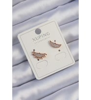 Xuping Rose Renk Zirkon Taşlı Ay ve Güneş Tasarımlı Küpe 5886