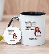 Kişiye Özel Alışıkın Değilsindir Tasarım Esprili Siyah Kupa Bardak ve Anahtarlık