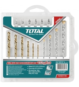 TOTAL 16 lı Matkap Ucu ve Bits Seti TOTAL TACSD3165