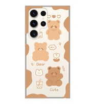 Samsung Galaxy S23 ULTRA Uyumlu Cute Bear Tasarımlı Şeffaf Telefon Kılıfı