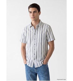 LCWAIKIKI Classic Lacivert Regular Fit Çizgili Erkek Gömlek