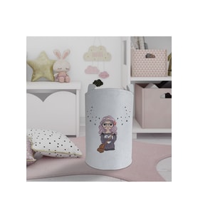 MEKTA HOME BEBEK VE ÇOCUK ODASI Çantalı Kız Desenli Oyuncak Sepeti