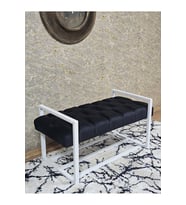 Beyaz Boyalı Metal 80 cm Puf Bench - Antre Puf - Hol Bench - Puf - Oturak - Bench Siyah Renk 90 x 45 Boyut/Ebat (Çok Renkli)