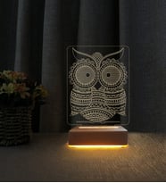 Baykuş Lamba  Kişiye Özel İsimli 3d Led Masa Lambası Doğum Günü Hediyesi Lamba