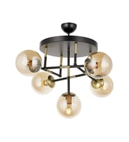 AVONNI AV-60327-5T-BSY Siyah Boyalı Modern Avize E27 Metal Cam 40cm