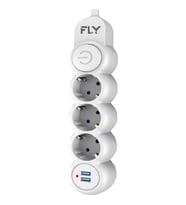 FLY FLY-3393-01 Akım Korumalı 3'lü Priz 2 USB 2m 2.1A Uzatma Kablosu