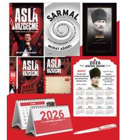 Asla Vazgeçme - Ayraç - Kartpostal - Poster - Sarmal -  2026 Ajanda Komutan - Kalpaklı Ahşap Duvar Takvimi - Masa Takvimi