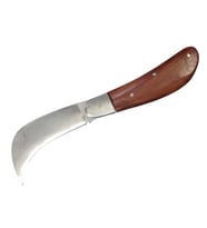 Bursa Çelik Eğri Bağ / Kablo / Aşı Çakısı, Ahşap Saplı - 22 cm
