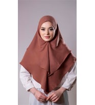 Kiremit Pratik Hazır Geçmeli Tesettür Eşarp Pamuk Caz Kumaş Çift Katlı Düz Hijab 2303_05