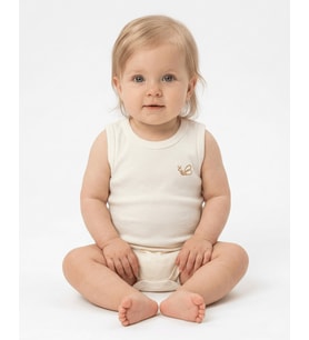Bebengo Basic Arılı Bebek Atlet Badi (Ekru)