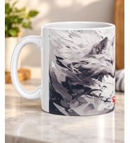 Yin Yang Kurt Desenli Sanatsal Hayvan Severlere Hediye Porselen Kupa Bardak